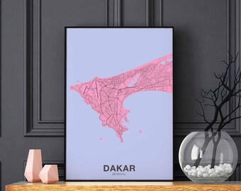 DAKAR Senegal poster color Hometown City Print Modern Home Decor Office Decoration Wall Art Dorm Bedroom Gift