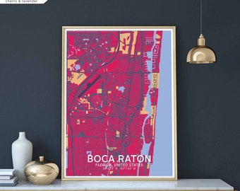 BOCA RATON Florida USA map poster black white Hometown City Print Modern Home Decor Office Decoration Wall Art Dorm Bedroom Gift