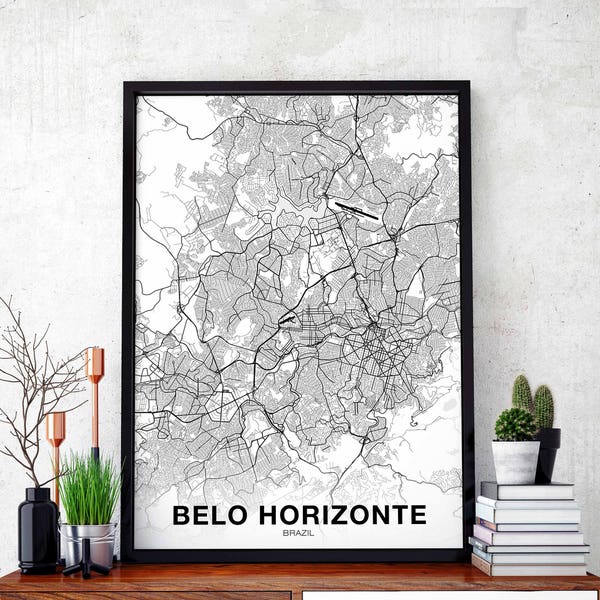 BELO HORIZONTE Brazil map poster Hometown City Print Modern Home Decor Office Decoration Wall Art Dorm Bedroom Gift