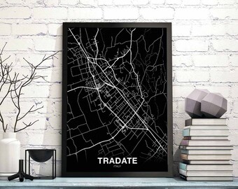 TRADATE Italy map poster black white Hometown City Print Modern Home Decor Office Decoration Wall Art Dorm Bedroom Gift