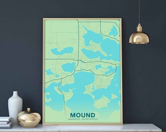 MOUND Minnesota MN US map poster color Hometown City Print Modern Home Decor Office Decoration Wall Art Dorm Bedroom Gift