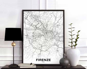 FIRENZE Italia mapa póster Ciudad natal Imprimir Decoración del hogar moderno Decoración de la oficina Pared Arte Dormitorio Dormitorio Regalo