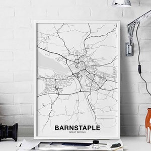 BARNSTAPLE Grã-Bretanha mapa pôster cidade natal impressão moderna decoração para casa escritório decoração arte de parede dormitório quarto presente