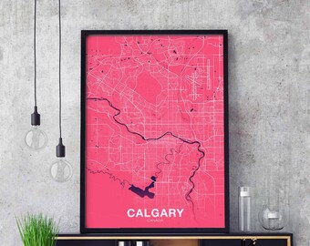 CALGARY Canada map poster color Hometown City Print Modern Home Decor Office Decoration Wall Art Dorm Bedroom Gift