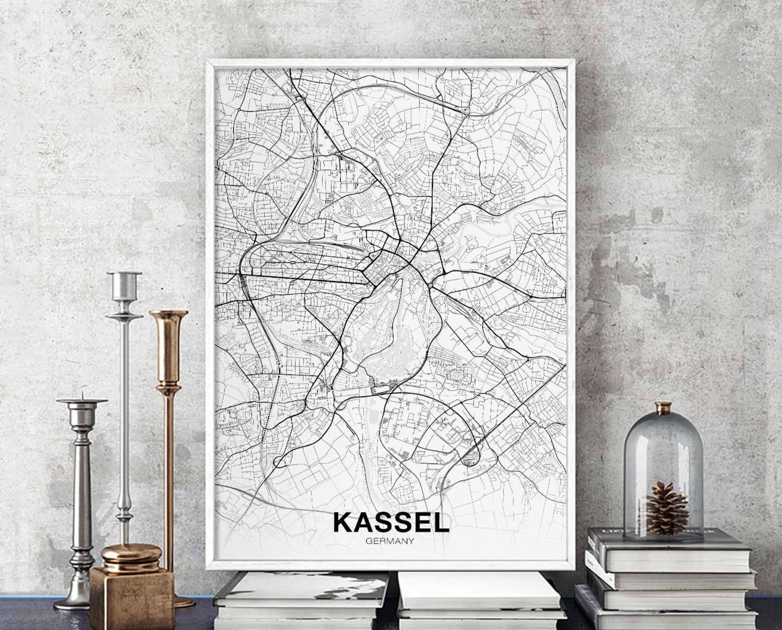 KASSEL Germany Map Poster Hometown City Print Modern Home | Etsy