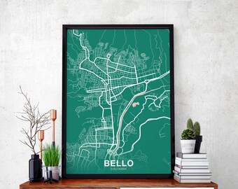 BELLO Colombia map poster color Hometown City Print Modern Home Decor Office Decoration Wall Art Dorm Bedroom Gift