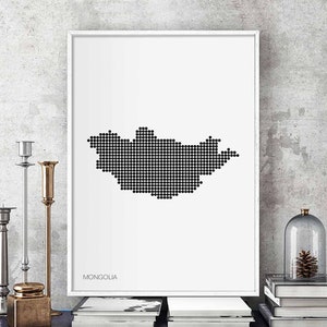 MONGOLEI Landkarte minimalistisch schwarz weiss Wandbild Landkarte Design modern schweizerisch skandinavisch Einweihungsparty