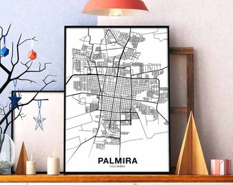 PALMIRA Colombia map poster black white Hometown City Print Modern Home Decor Office Decoration Wall Art Dorm Bedroom Gift