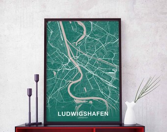LUDWIGSHAFEN Germany poster color Hometown City Print Modern Home Decor Office Decoration Wall Art Dorm Bedroom Gift