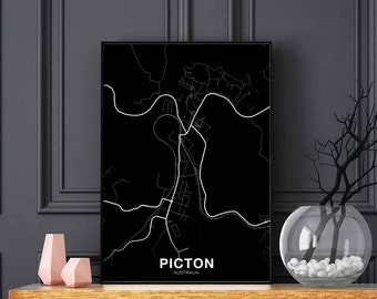 PICTON Australia map poster black white Hometown City Print Modern Home Decor Office Decoration Wall Art Dorm Bedroom Gift