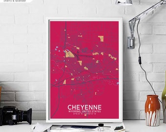 CHEYENNE Wyoming USA map poster black white Hometown City Print Modern Home Decor Office Decoration Wall Art Dorm Bedroom Gift
