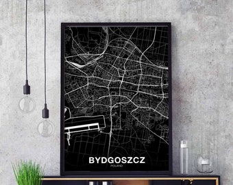 BYDGOSZCZ Poland map poster black white Hometown City Print Modern Home Decor Office Decoration Wall Art Dorm Bedroom Gift