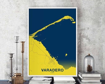 VARADERO Cuba map poster color Hometown City Print Modern Home Decor Office Decoration Wall Art Dorm Bedroom Gift