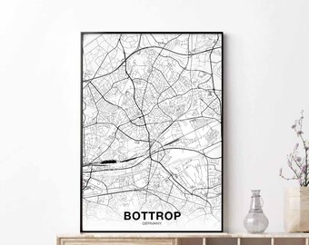 BOTTROP Germany map poster Hometown City Print Modern Home Decor Office Decoration Wall Art Dorm Bedroom Gift