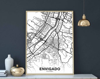 ENVIGADO Colombia map poster black white Hometown City Print Modern Home Decor Office Decoration Wall Art Dorm Bedroom Gift