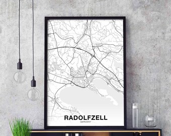 RADOLFZELL Germany map poster Hometown City Print Modern Home Decor Office Decoration Wall Art Dorm Bedroom Gift