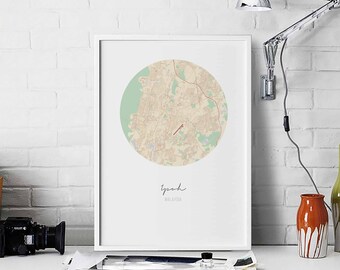 IPOH Malaysia map poster wall decor design modern minimal nordic travel bedroom home art vintage retro dorm nursery housewarming