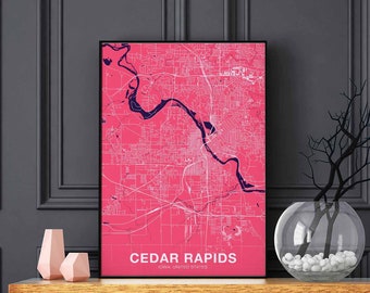CEDAR RAPIDS Iowa IS usa poster color Hometown City Print Modern Home Decor Office Decoration Wall Art Dorm Bedroom Gift