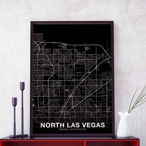 NORTH LAS VEEAS Nevada nv usa Karte Poster schwarz weiß Hometown City Druck Modernes Wohndekor Büro Dekoration Wandkunst Wohnheim Schlafzimmer Geschenk