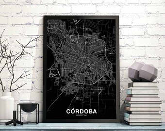 CORDOBA Argentina map poster black white Hometown City Print Modern Home Decor Office Decoration Wall Art Dorm Bedroom Gift