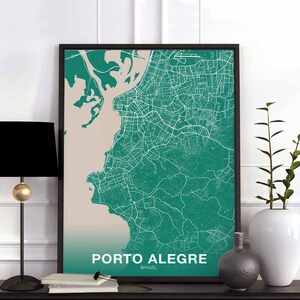 Póster con mapa de PORTO ALEGRE, Brasil, ciudad natal, impresión a color, decoración moderna para el hogar, decoración de la oficina, arte de pared, dormitorio, regalo