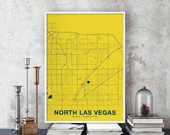 NORTH LAS VEGAS Nevada nv usa poster color Hometown City Print Modern Home Decor Office Decoration Wall Art Dorm Bedroom Gift