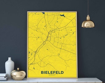 BIELEFELD Germany poster color Hometown City Print Modern Home Decor Office Decoration Wall Art Dorm Bedroom Gift