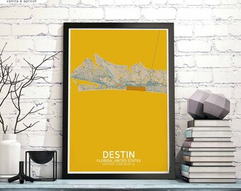 DESTIN Florida USA map poster black white Hometown City Print Modern Home Decor Office Decoration Wall Art Dorm Bedroom Gift