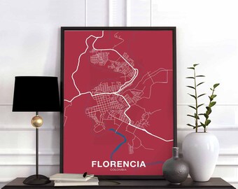FLORENCIA Colombia poster color Hometown City Print Modern Home Decor Office Decoration Wall Art Dorm Bedroom Gift