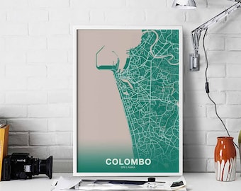 COLOMBO Sri Lanka map poster color Hometown City Print Modern Home Decor Office Decoration Wall Art Dorm Bedroom Gift