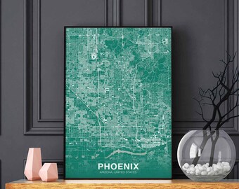 PHOENIX Arizona AZ USA poster color Hometown City Print Modern Home Decor Office Decoration Wall Art Dorm Bedroom Gift