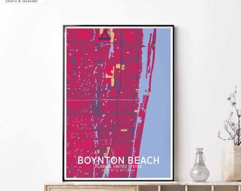 BOYNTON BEACH Florida USA map poster black white Hometown City Print Modern Home Decor Office Decoration Wall Art Dorm Bedroom Gift