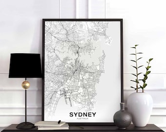 SYDNEY Australia map poster Hometown City Print Modern Home Decor Office Decoration Wall Art Dorm Bedroom Gift