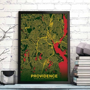 PROVIDENCE Rhode Island RI US carte affiche couleur ville natale ville impression moderne décor à la maison bureau décoration mur art dortoir chambre cadeau