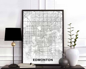 EDMONTON Canada map poster Hometown City Print Modern Home Decor Office Decoration Wall Art Dorm Bedroom Gift