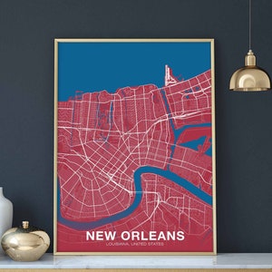 NEW ORLEANS Louisiana LO us landkarte poster farbe Hometown City Druck Modernes Wohnkultur Büro Dekoration Wand Kunst Wohnheim Schlafzimmer Geschenk