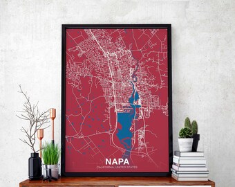 NAPA California CA USA poster color Hometown City Print Modern Home Decor Office Decoration Wall Art Dorm Bedroom Gift