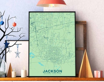 JACKSON Tennessee TN USA poster color Hometown City Print Modern Home Decor Office Decoration Wall Art Dorm Bedroom Gift