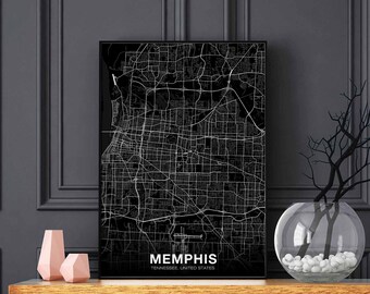 MEMPHIS Tennessee TN USA map poster black white Hometown City Print Modern Home Decor Office Decoration Wall Art Dorm Bedroom Gift