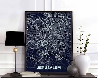 JERUSALEM Israel poster color Hometown City Print Modern Home Decor Office Decoration Wall Art Dorm Bedroom Gift