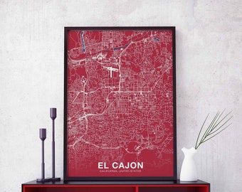 EL CAJON California CA usa poster color Hometown City Print Modern Home Decor Office Decoration Wall Art Dorm Bedroom Gift