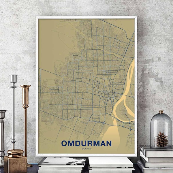 OMDURMAN Sudan map poster color Hometown City Print Modern Home Decor Office Decoration Wall Art Dorm Bedroom Gift