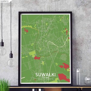 SUWALKI pologne Suwałki carte affiche noir blanc ville natale ville impression moderne décor à la maison bureau décoration mur art dortoir chambre cadeau