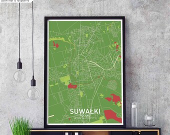 SUWALKI Poland Suwałki map poster black white Hometown City Print Modern Home Decor Office Decoration Wall Art Dorm Bedroom Gift