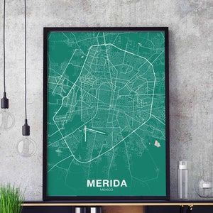 MERIDA Mexiko Karte Poster Farbe Heimatstadt Stadt Druck Modernes Wohnkultur Büro Dekoration Wand Kunst Wohnheim Schlafzimmer Geschenk