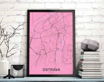 OSTRAVA Czechia map poster color Hometown City Print Modern Home Decor Office Decoration Wall Art Dorm Bedroom Gift art