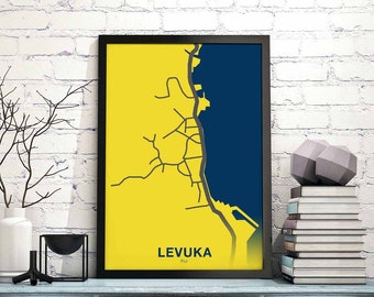 LEVUKA Fiji map poster color Hometown City Print Modern Home Decor Office Decoration Wall Art Dorm Bedroom Gift