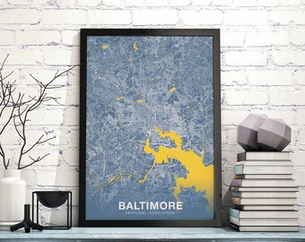 BALTIMORE Maryland MD USA poster color Hometown City Print Modern Home Decor Office Decoration Wall Art Dorm Bedroom Gift