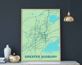 GREATER SUDBURY Canada poster color Hometown City Print Modern Home Decor Office Decoration Wall Art Dorm Bedroom Gift