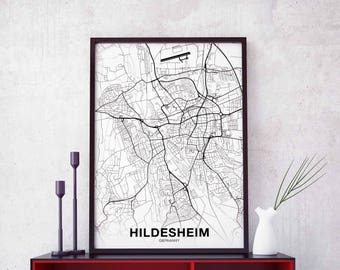 HILDESHEIM Germany map poster Hometown City Print Modern Home Decor Office Decoration Wall Art Dorm Bedroom Gift